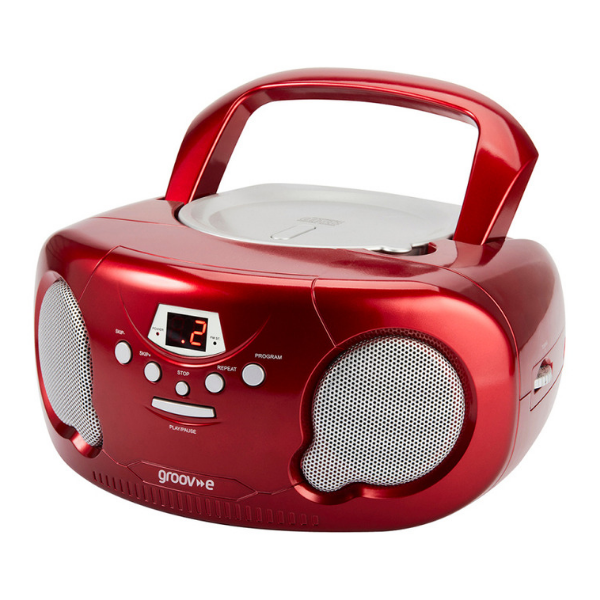 GROOVE BOOMBOX PORTABLE CD PLAYER WITH RADIO/AUX IN/HEADPHONE JACK